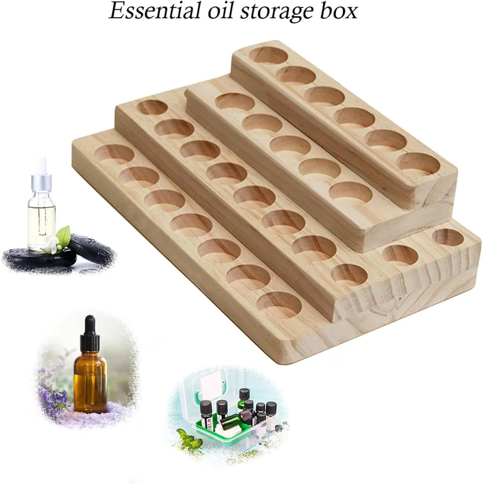 Espositore Oli Essenziali Legno Con 30 Griglie Aromaterapia Fragranza Olio Essenziale Di Trasporto Della Scatola per Viaggi E Presentazioni