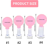 Set Di Coppettazione Facciale in Da 4 Pezzi, Aspirazione Sottovuoto in Bicchiere Di Plastica, Terapia Di Massaggio Con Coppettazione, Un Kit per Anticellulite, Antirughe per Occhi, Viso E Corpo(Rosa)