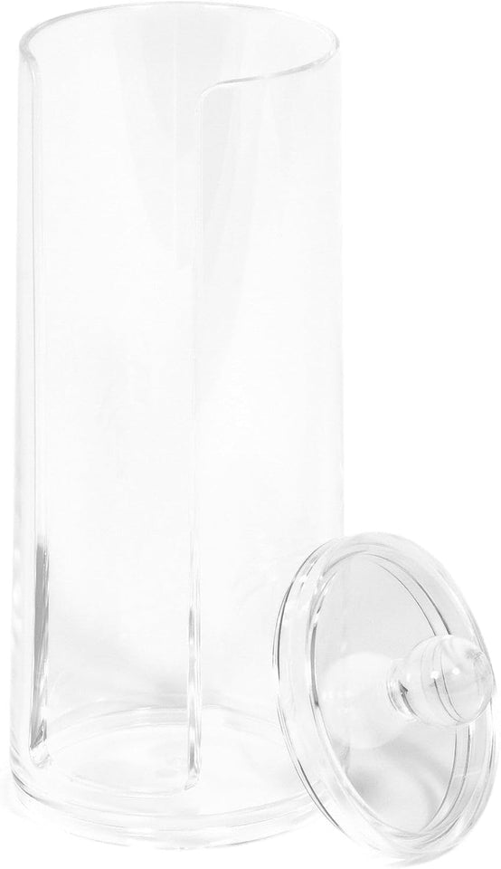 Ordinare&Co Porta Dischetti Struccanti, Con Coperchio, Polistirene Trasparente, Diametro 7,5 X 20 Cm Di Altezza, RAN5059