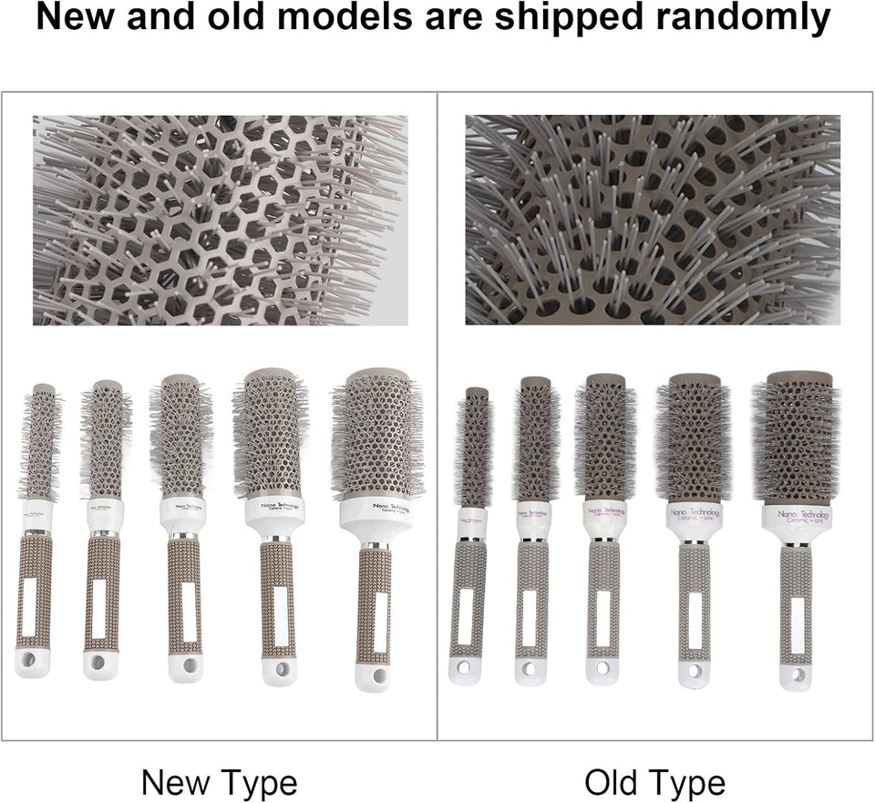 Set Di Spazzole Rotonde 5 Pezzi, Set Di Strumenti per Parrucchieri per La Cura Dei Capelli, Antistatico, Asciugatura Rapida, per Asciugatura E Arricciatura