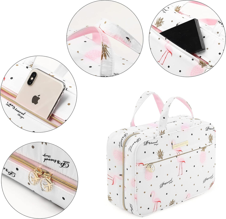 Beauty Case Da Viaggio per Donne, Grande Borsa Da Toilette Con Gancio, Impermeabile Trousse Trucchi Cosmetici Organizer