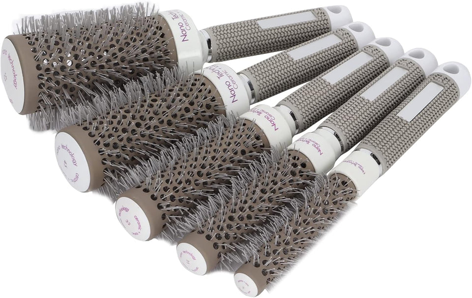 Set Di Spazzole Rotonde 5 Pezzi, Set Di Strumenti per Parrucchieri per La Cura Dei Capelli, Antistatico, Asciugatura Rapida, per Asciugatura E Arricciatura
