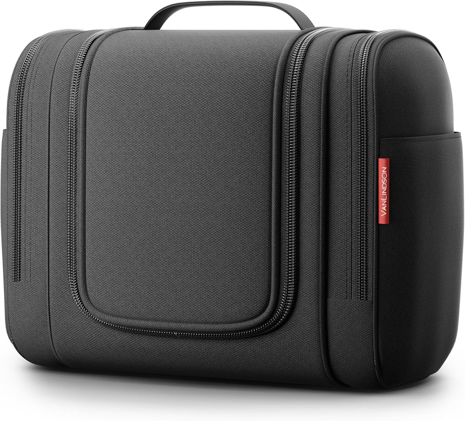 Beauty Case Da Viaggio XXL [Design 2025] | Trousse Da Viaggio per Uomo E Donna | Beauty Case Viaggio Con Gancio Appendiabiti [Capacità 9 Litri] (Nero)