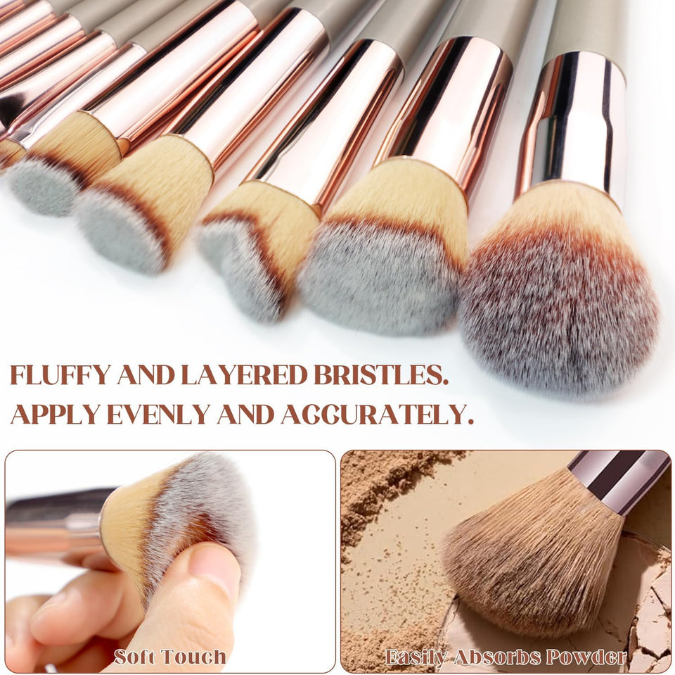 Pennelli Make Up, 10 Pezzi Set Pennelli Trucco Professionale Con Trousse in Pelle PU Pennelli per Trucco, Kit Pennelli Makeup Un per Tua Figlia O Tua Moglie