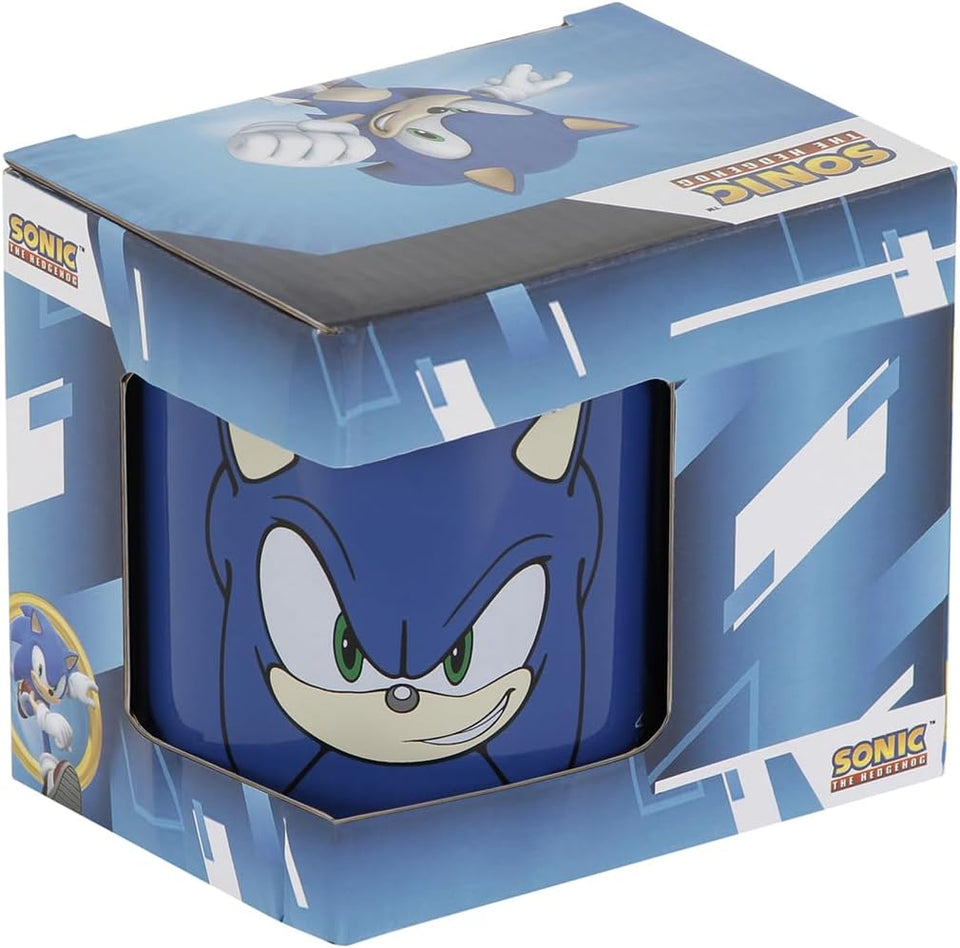 Sonic the Hedgehog - SEGA -Sonic Face-Tazza, Blu, 13 X 9.5 Cm