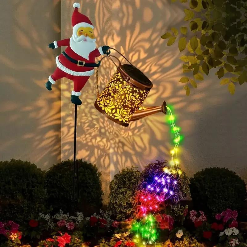 Christmas Solar Kettle Lights Garden Lawn Decorative Santa Kettle Ground Lamp Eco-Friendly Festive Design Solar Night Lights for Outdoor Garden Decor Unisex