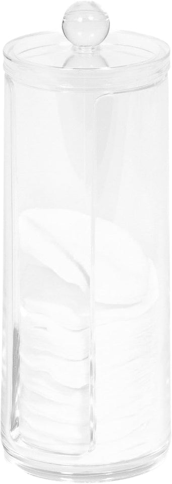 Ordinare&Co Porta Dischetti Struccanti, Con Coperchio, Polistirene Trasparente, Diametro 7,5 X 20 Cm Di Altezza, RAN5059