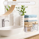 3 Pezzi Porta Cotton Fioc per Bagno, Porta Dischetti Struccanti, Organizzatore per Batuffoli Cotone Acrilicotrasparente Con Coperchio in Bambù, per Organizzare Batuffoli Cotone, Spugnette (3)