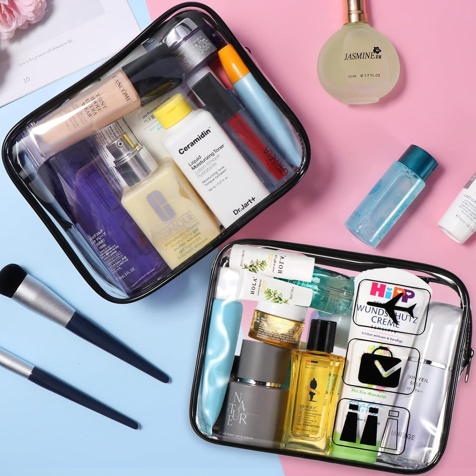 Beauty Case Trasparente, TSA Borsa Viaggio per Il Trasporto Di Liquidi, Beauty Case Impermeabile per Cosmetici, Donna/Uomo