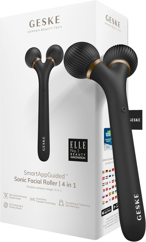 | Smartappguided™ Sonic Facial Roller | 4 in 1 | Derma Roller | Dispositivo per Viso | Roller Viso Professionale | Rassoda E Definisce La Pelle Del Viso