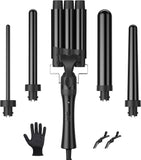 Ferro Arricciacapelli 5 in 1 Ferro Ondulato, Arricciacapelli 3 Fusti, Piastra Onde per Grandi Senza Ricci, Riscaldamento Rapido in Ceramica