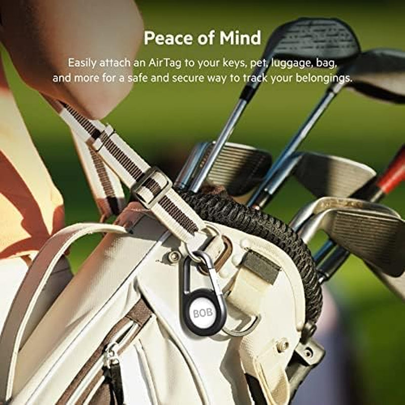 Secure Holder with Carabiner for Airtag - Black, Valigetta