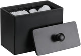 Contenitore Trucchi in Resina Con Coperchio,2 Scompatimenti Ultra Resistente Urti Graffi,Dim 13,5 X 9,5 X 7 Cm Accessori Bagno, Contenitore per Gioielli, Pennelli, Nero