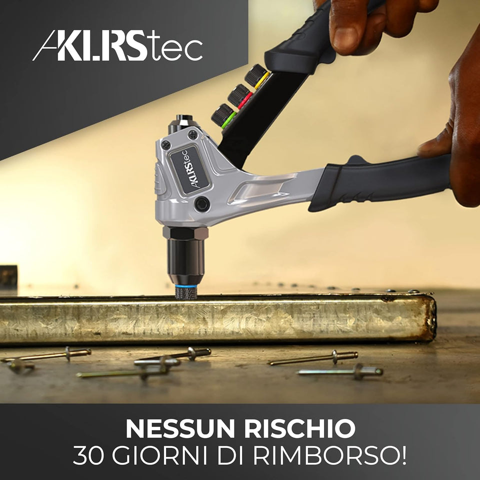 tec® Pinze Professionali per Rivetti Inclusi 120 Rivetti E 4 Perforatori HSS - Tenaglia per Rivetti a Strappo Di Alta Qualità per Lavorare Con I Rivetti Ciechi