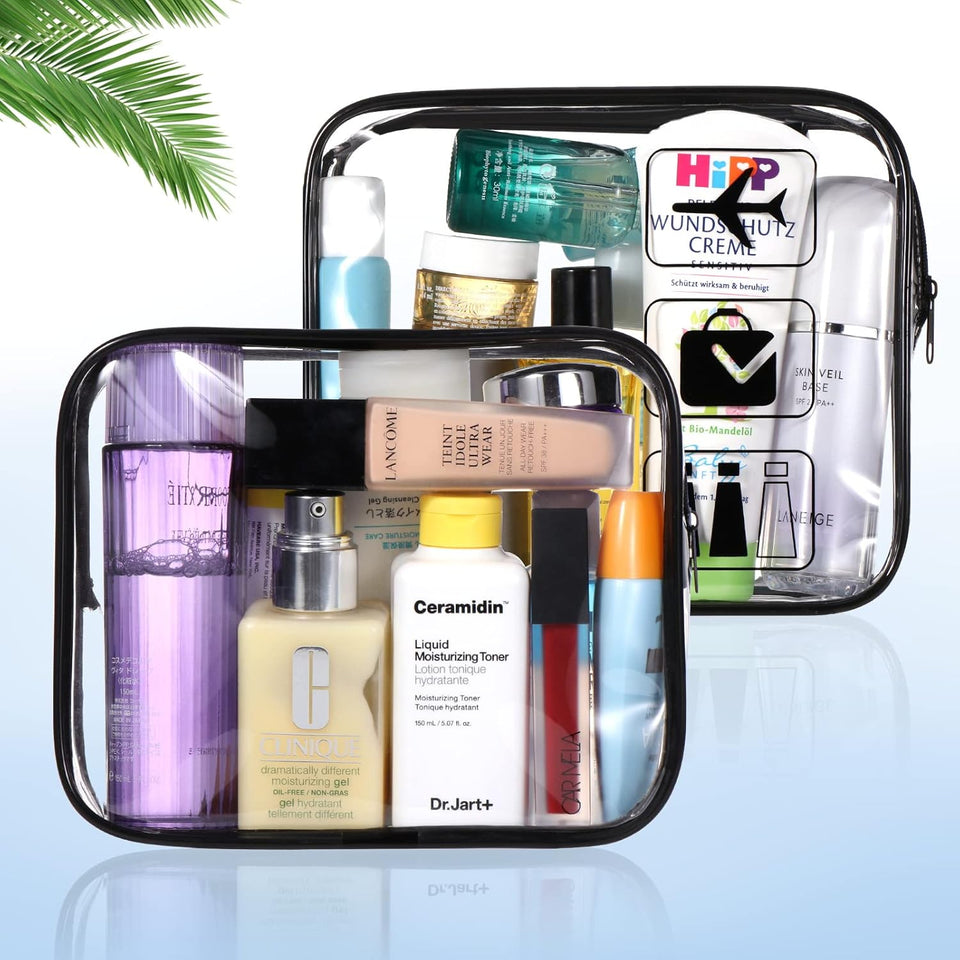 Beauty Case Trasparente, TSA Borsa Viaggio per Il Trasporto Di Liquidi, Beauty Case Impermeabile per Cosmetici, Donna/Uomo