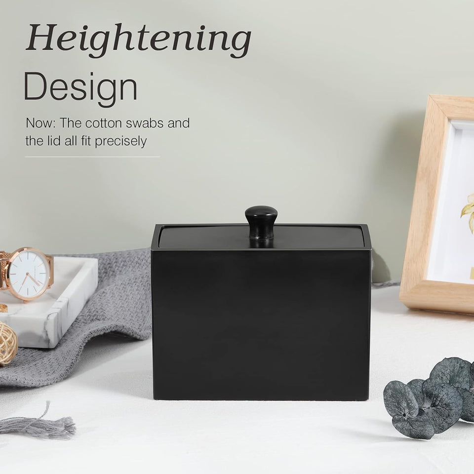 Contenitore Trucchi in Resina Con Coperchio,2 Scompatimenti Ultra Resistente Urti Graffi,Dim 13,5 X 9,5 X 7 Cm Accessori Bagno, Contenitore per Gioielli, Pennelli, Nero