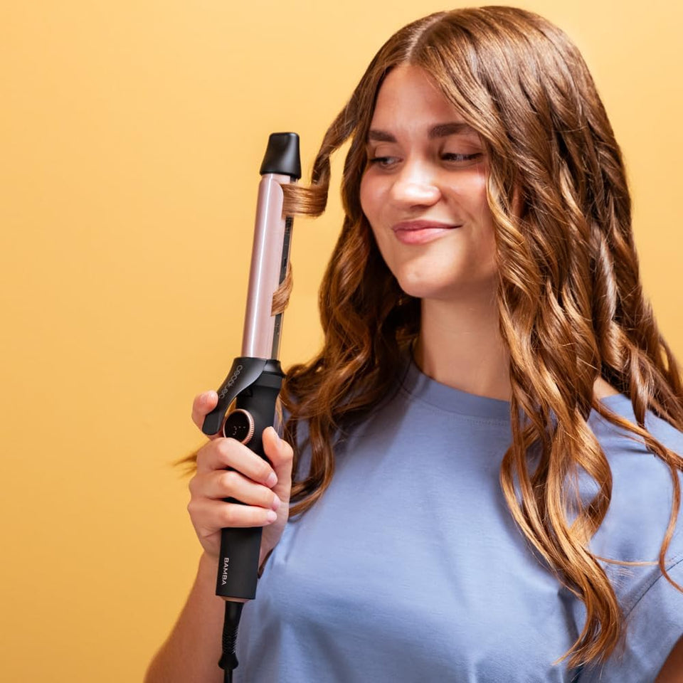 Ferro Arricciacapelli Surfcare Curly Sphere. Cilindro Da 28 Mm in Ceramica E Tormalina, Meno Frizz, Schermo, 120 °C - 210 °C, Cavo Girevole a 360 Gradi E 1,8 M, Spegnimento Automatico