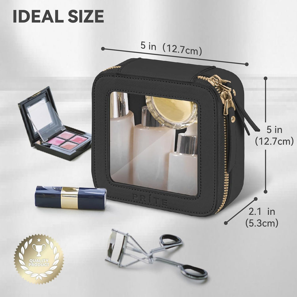 Piccola Beauty Case Trasparente per Borse E Borsette Mini Pochette Impermeabile per Il Trucchi per La Toilette Da Viaggio Elementi Essenziali E Organizer per Auto Con Cerniere (Nero)