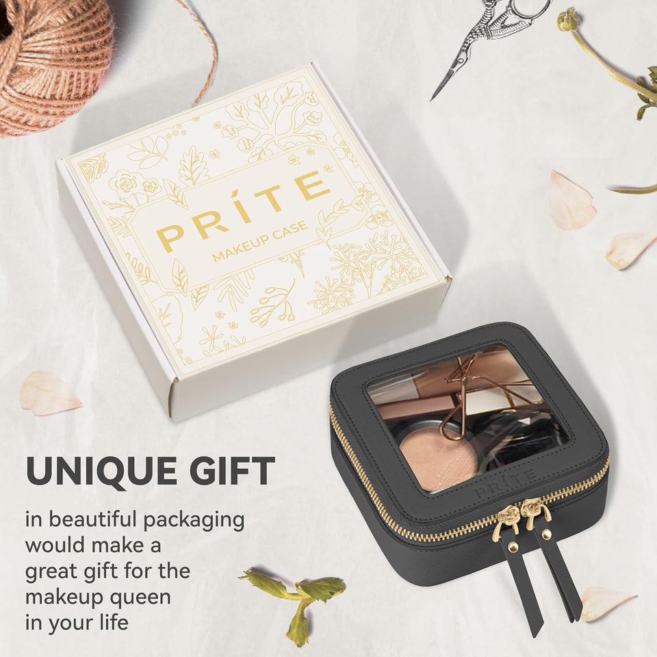 Piccola Beauty Case Trasparente per Borse E Borsette Mini Pochette Impermeabile per Il Trucchi per La Toilette Da Viaggio Elementi Essenziali E Organizer per Auto Con Cerniere (Nero)