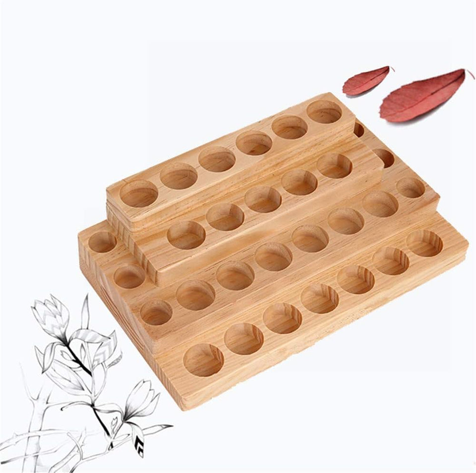 Espositore Oli Essenziali Legno Con 30 Griglie Aromaterapia Fragranza Olio Essenziale Di Trasporto Della Scatola per Viaggi E Presentazioni