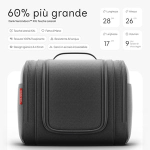 Beauty Case Da Viaggio XXL [Design 2025] | Trousse Da Viaggio per Uomo E Donna | Beauty Case Viaggio Con Gancio Appendiabiti [Capacità 9 Litri] (Nero)