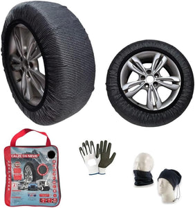 CALZA DA NEVE 205/60 R16 per RUOTE PNEUMATICI CON CERCHIO 16 TAGLIA L SET NEVE per GOMME MOTRICI CALZE DA NEVE per AUTO OMOLOGATE 1 COPPIA = 2PEZZI FACILE UTILIZZO SU STRADE INNEVATE E GHIACCIATE